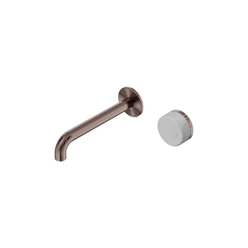 Serenity Wall Basin Mixer 185mm Spout Carrara Handle Brushed Bronze