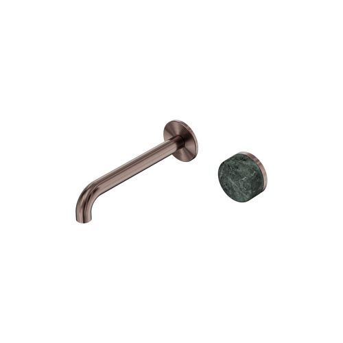 Serenity Wall Basin Mixer 185mm Spout Verde Alpi Handle Brushed Bronze