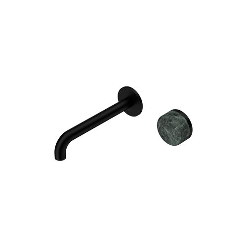 Serenity Wall Basin Mixer 220mm Spout Verde Alpi Handle Matte Black