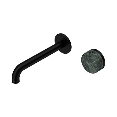Serenity Wall Basin Mixer 220mm Spout Verde Alpi Handle Matte Black