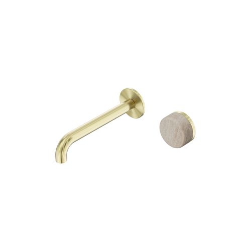 Serenity Wall Basin Mixer 220mm Spout Rome Travertine Handle Brushed Gold