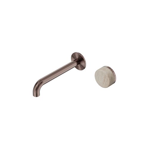 Serenity Wall Basin Mixer 185mm Spout Rome Travertine Handle Brushed Bronze