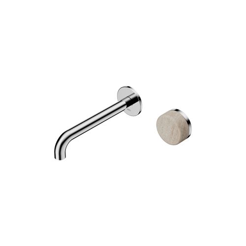 Serenity Wall Basin Mixer 185mm Spout Rome Travertine Handle Chrome