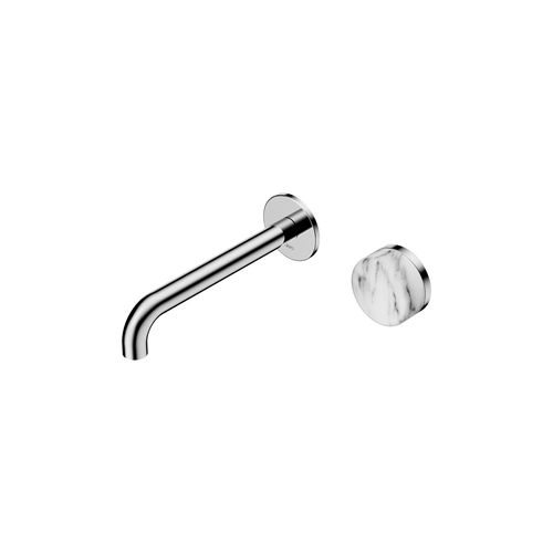 Serenity Wall Basin Mixer 185mm Spout Arabescato Corchia Handle Chrome