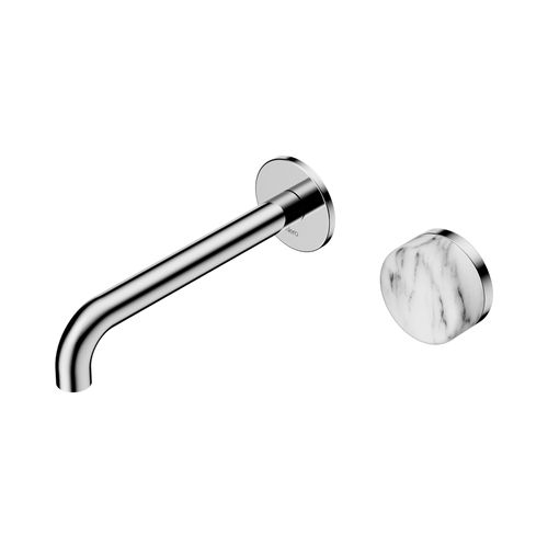 Serenity Wall Basin Mixer 185mm Spout Arabescato Corchia Handle Chrome