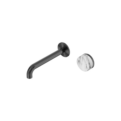 Serenity Wall Basin Mixer 220mm Spout Arabescato Corchia Handle Gun Metal