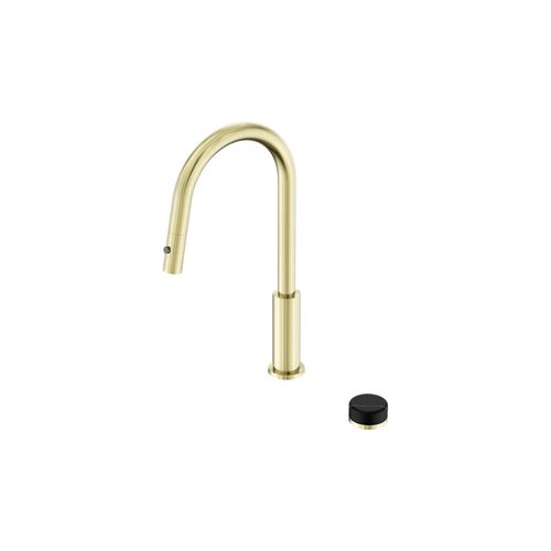 Serenity pull out kitchen Set Marquina Black Handle Brushed Gold