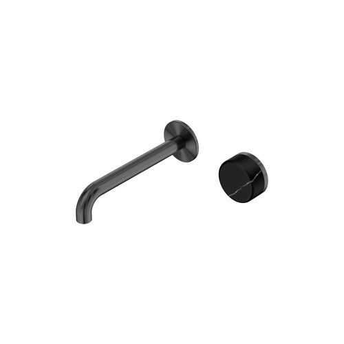 Serenity Wall Basin Mixer 185mm Spout Marquina Black Handle Gun Metal