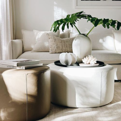 'Rio' Ottoman / Cream Leather