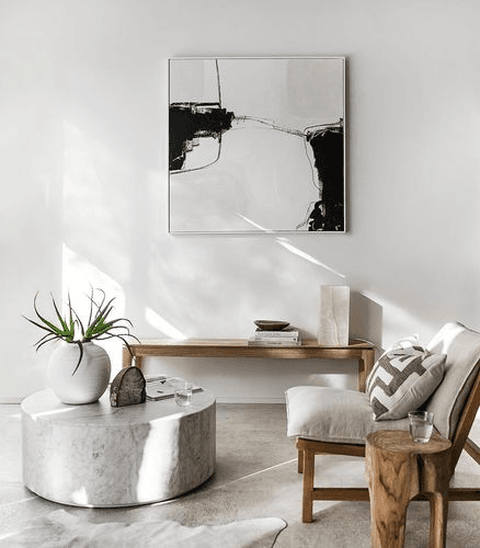 Elle Round Block Marble Coffee Table / White
