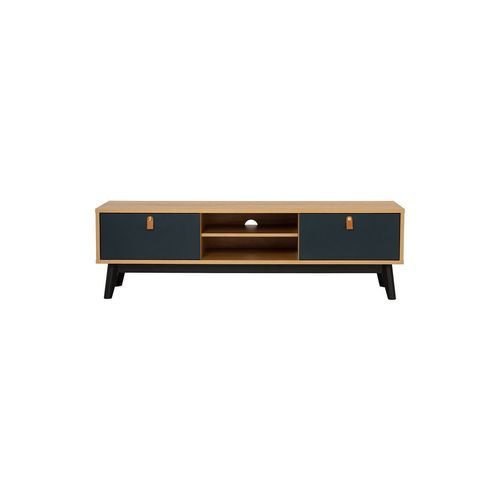 CASTOR Entertainment TV Unit 150cm - Natural, Navy Blue & Black