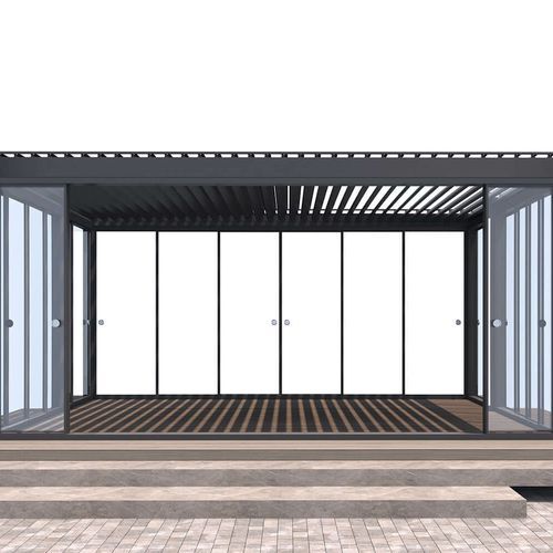 Frame Glass Sliding Door for Baltic Wall Mounted Pergola