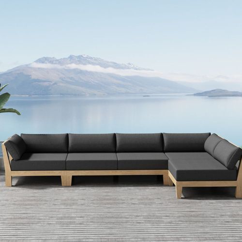 Newport Teak Outdoor Sofa L Sectional - 5 Seat
