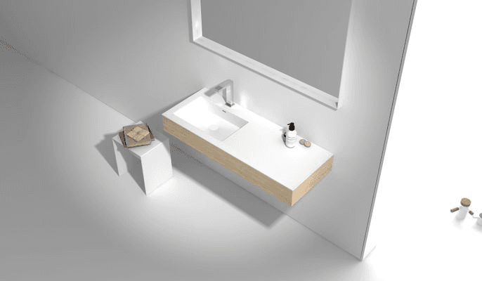 1200mm Wall Hung Solid Surface Timber Vanity G38561-C