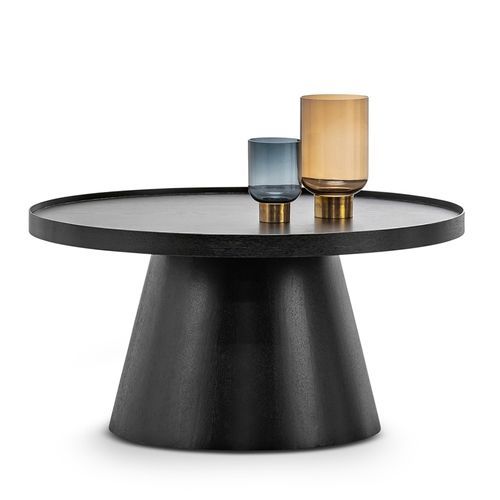 Adan Round Tray Coffee Table | Black Oak