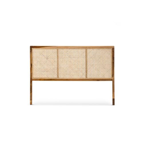 Lazie Woven Rattan Cane Queen Bedhead | Natural & Teak