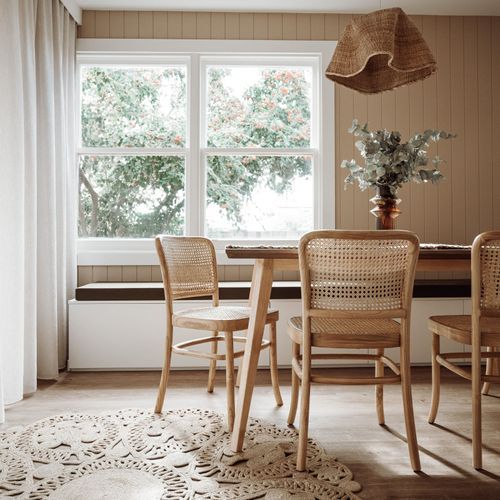 Prague Solid Teak Bentwood Cane Dining Chair | Natural | Set of 2