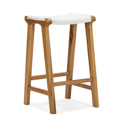 Casey Flat Leather Barstool | 66cm | White