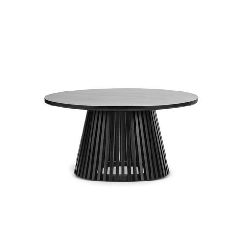 Pedie 80cm Round Slat Coffee Table | Black Teak