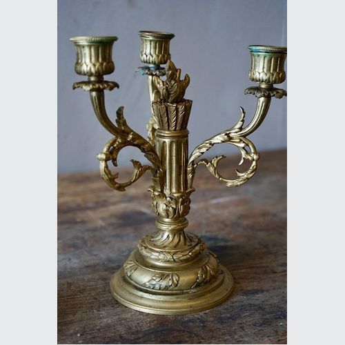 French Louis XVI Brass Candlesticks (Pair)