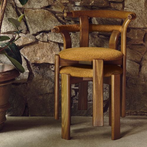 Soho Home | Pair Of Zita Dining Chairs | Boucle Mustard