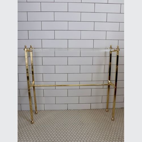 French Art Deco Glass Rod And Brass Towel Rail