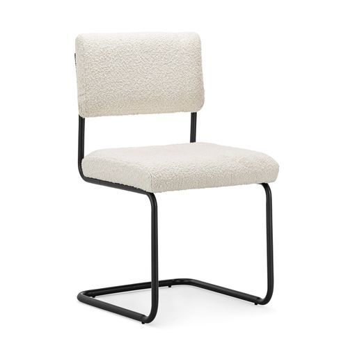Myah Cantilever Dining Chair | Cream Bouclé & Black
