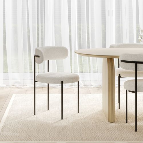 Ines Bouclé Dining Chair | Set of 2 | Cream & Black