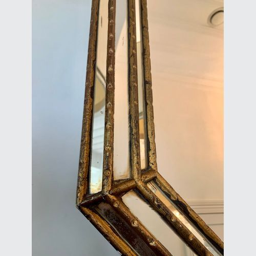 Hollywood Regency Octagonal Faux Bamboo Mirror