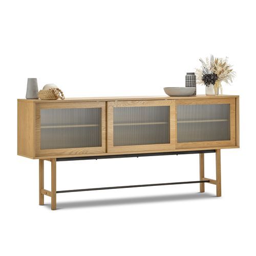 Arae Fluted Glass Sideboard | Natural Oak