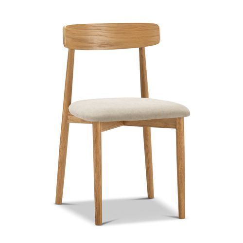 Finn Oak Dining Chairs | Set of 2 | Natural & Beige