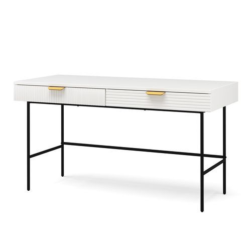 Kina Ripple Slatted Desk | 140cm | White & Black