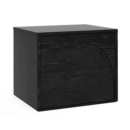 Aurora 2 Drawer Arch Bedside Table | Black Oak