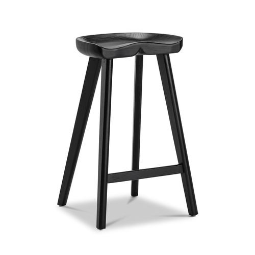 Moku Solid Ashwood Oak Tractor Seat Barstool | Set of 2 | Black