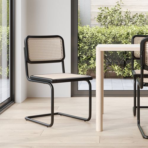 Blaire Rattan Cantilever Dining Chair | Set of 2 | Natural & Black