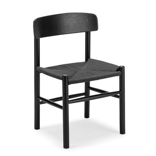 Isak Solid Ashwood Woven Cord Dining Chair | Set of 2 | Black