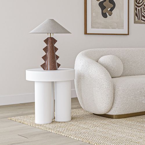 Colum 50cm Round Concrete Side Table | Indoor & Outdoor | White