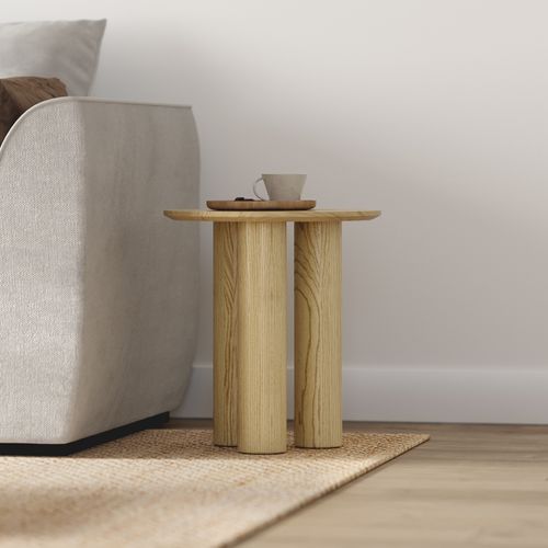 Pila Round Solid Oak Side Table | Natural