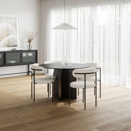 Arco 120cm Round Oak Dining Table | Black