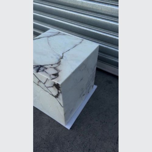Cube Side Table - White Latte Marble | Natural Stone Co.
