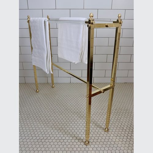 French Art Deco Glass Rod And Brass Towel Rail