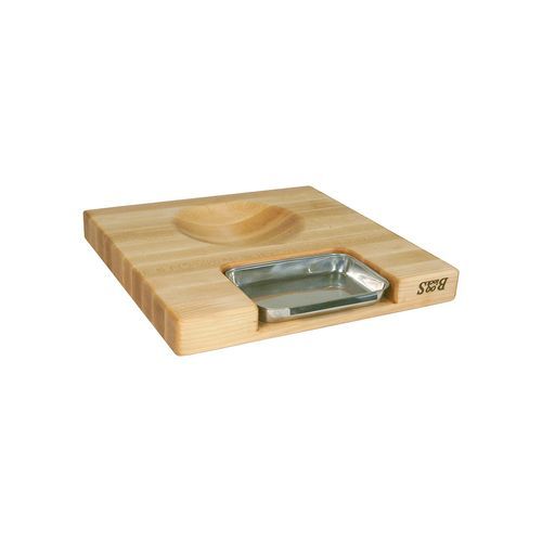 Boos Block Newton Prep Master Maple Wood Reversible Cutting Board with Juice Groove & Pan - 45cm x 45cm x 6cm