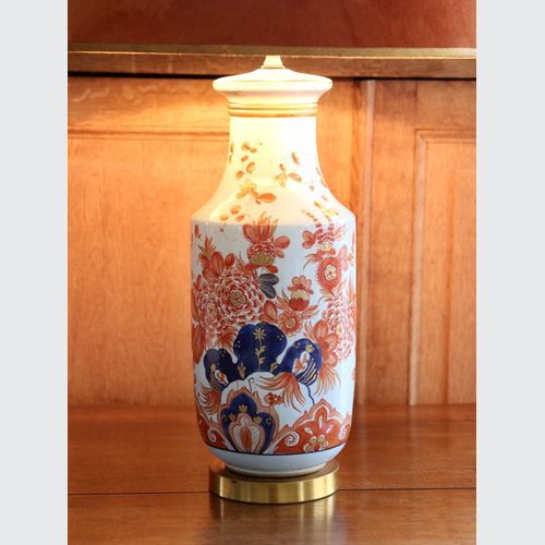 A Mid Century Royal Delft Imari Pijnacker Vase Lamp