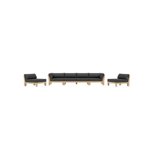 Newport Teak Outdoor Sofa with Armless Chairs - 6 Seat