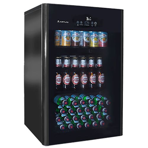 Artusi 100L Freestanding Bar Fridge/ Beverage Centre - Black Glass Door