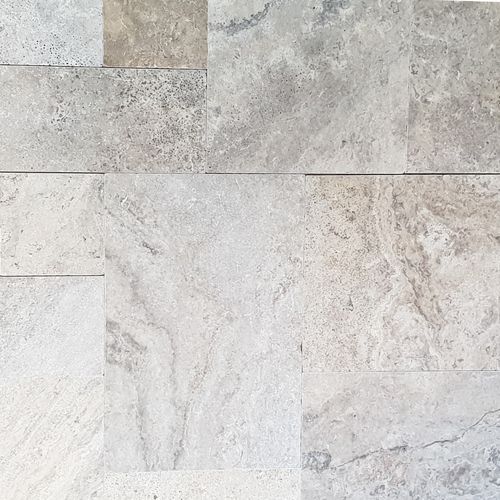 12mm Aqua Silver Travertine French Pattern Tiles
