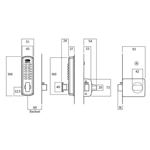Lockwood Digital Lock Set Knob Timber Frame Strike 002-1DXSC