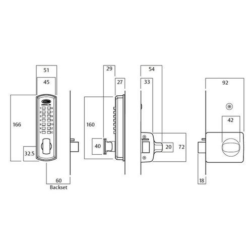 Lockwood Digital Lockset Knob Metal Frame Strike 002-3DXSC