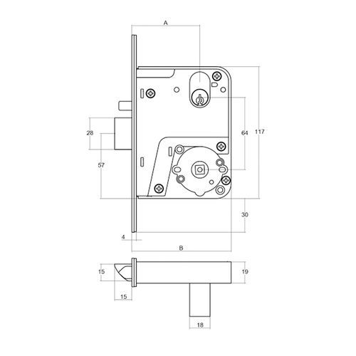 Lockwood 4772 Universal Primary Mortice Lock 89mm Backset Stainess Steel 4772SS