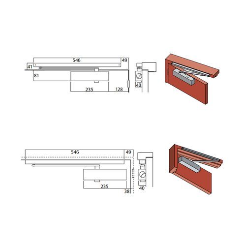 Lockwood 724SR EN2-4 Slide Arm Door Closer Fire Rated Silver 724SRSIL